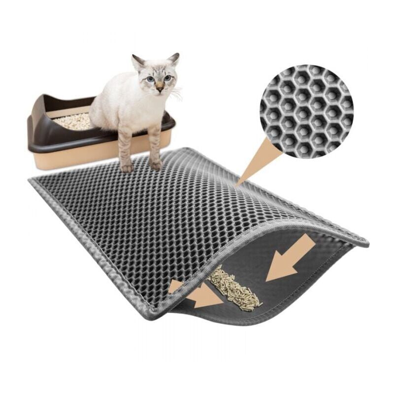 foto del prodotto tappetino per lettiera per gatti impermeabile 30x45cm, tappetino per lettiera per gatti in eva atossico, tappetino per lettiera per gatti con design