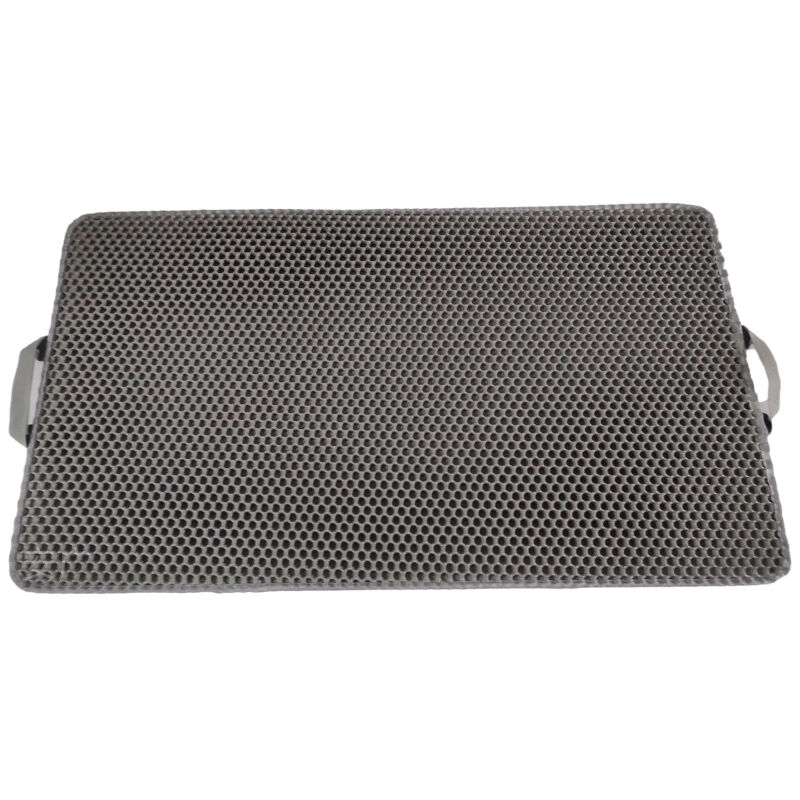 foto del prodotto tappetino per lettiera per gatti in eva a doppio strato, tampone di pulizia lavabile per lettiera per gatti 55x75 cm grigio versione piatta con