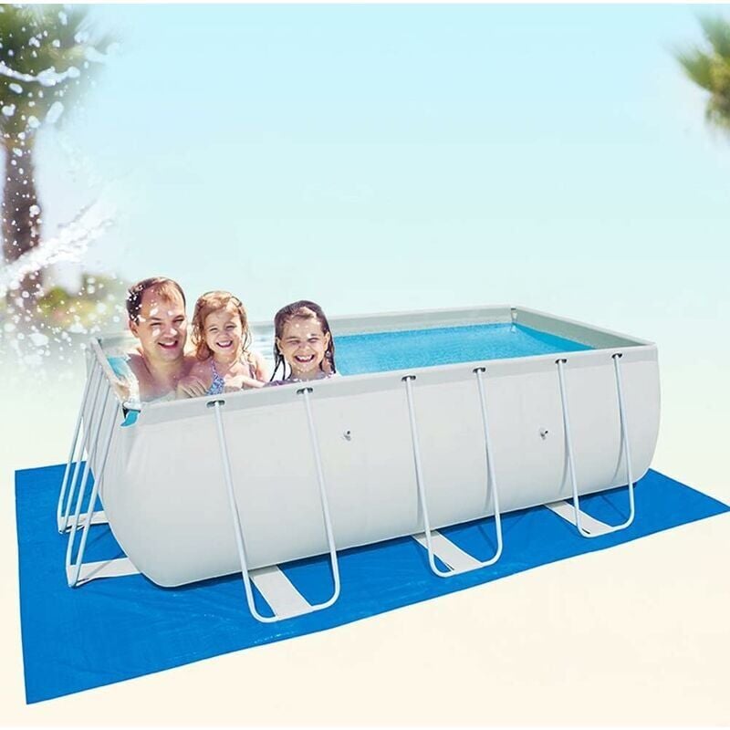 foto del prodotto tappetino per piscina rettangolare impermeabile pieghevole blu, protezione per pavimento per piscina in tessuto impermeabile pieghevole per piscine