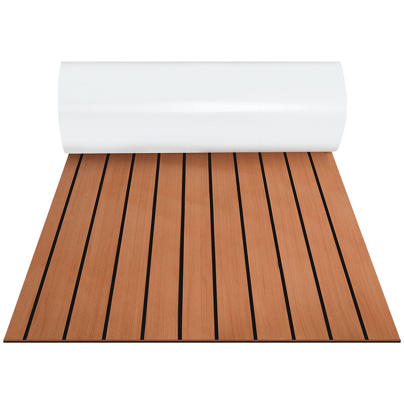 foto del prodotto tappetino per ponte in eva tappetino per barca in schiuma tappetino per ponte in teak finta barca 1x strisce 2400x600x5mm marrone - randaco