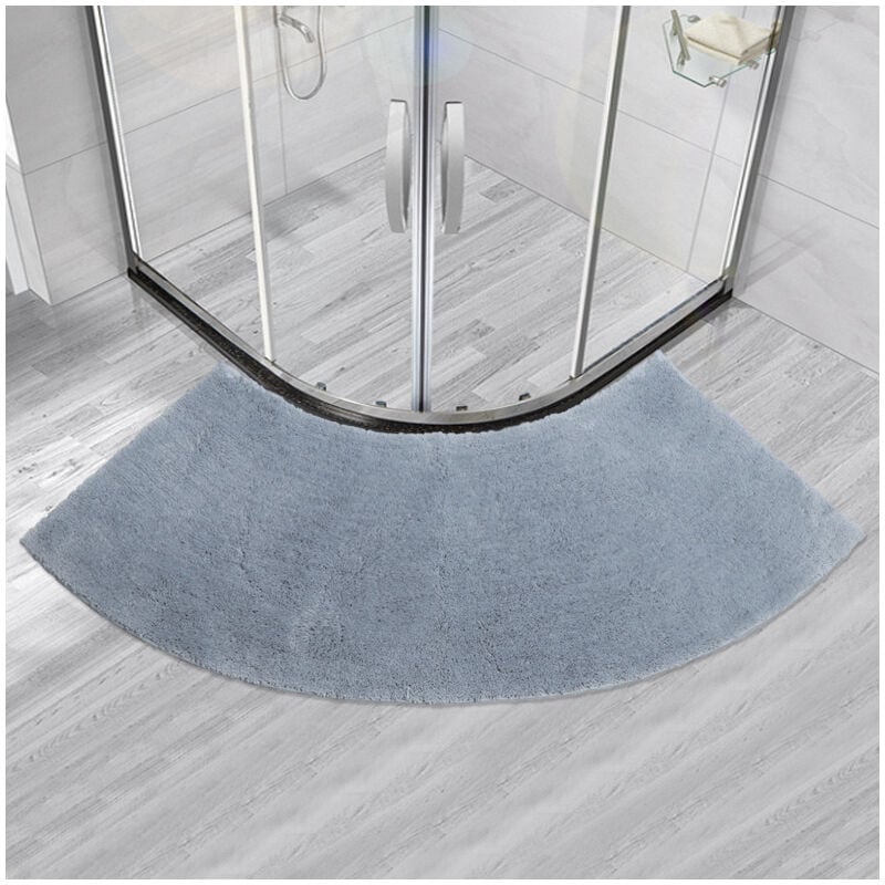 foto del prodotto tappetino per porta da bagno a forma di ventaglio, tinta unita, semicerchio in tpr, antiscivolo, per doccia grigio bebusingoto