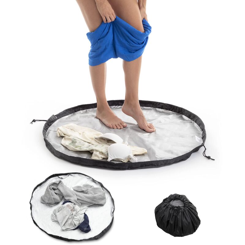 foto del prodotto tappetino per spogliatoi e borsa impermeabile 2 in 1 gymbag unisex adulto, nero argentato, taglia unica innovagoods