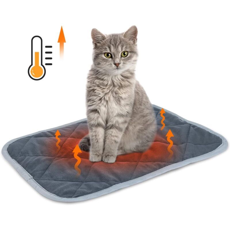 foto del prodotto tappetino riscaldante per cani e gatti, tappetino riscaldante per cuccioli, lavabile, antiscivolo, coperta termica in morbida peluche, materasso per