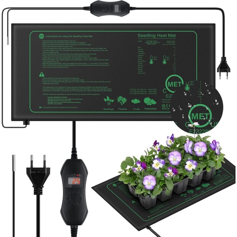 foto del prodotto tappetino riscaldante per piante con termostato per piantine, animali domestici e rettili, tappetino riscaldante da 50 w per la germinazione e la