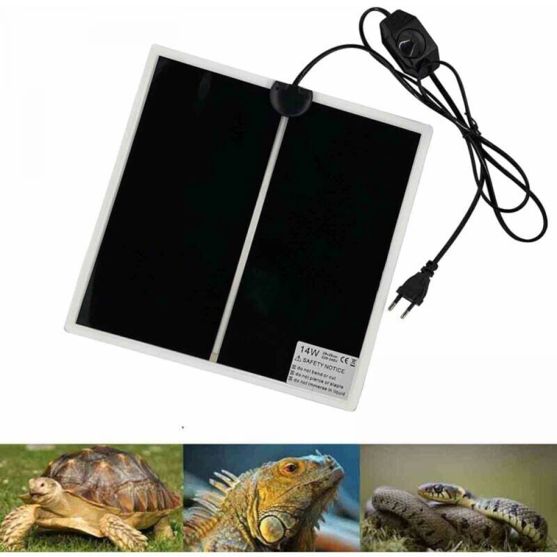 foto del prodotto tappetino riscaldante regolabile per terrario 28x28 cm con controllo della temperatura per rettili tartarughe, serpenti, lucertole, gechi, ragni