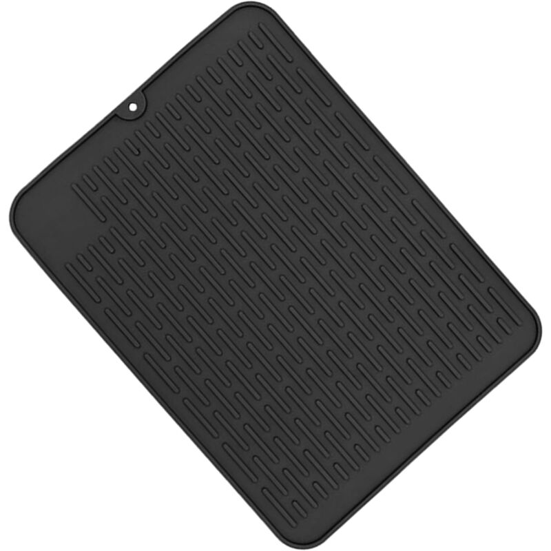 foto del prodotto tappetino scolapiatti in silicone per lavello da cucina, nero, 40x30 cm, resistente al calore e antiscivolo per la cucina sollbry