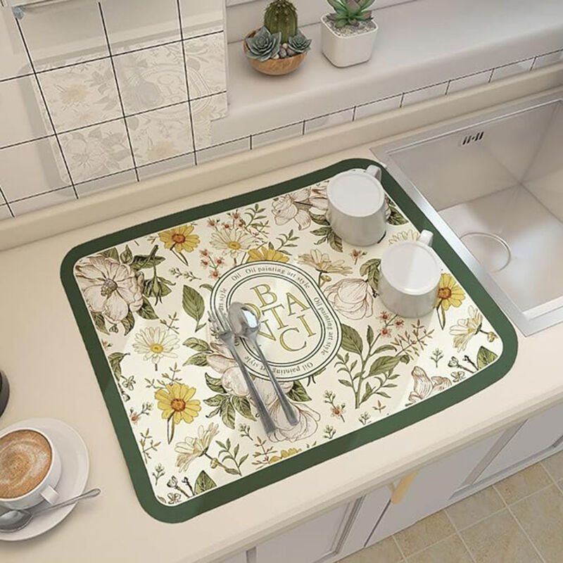 foto del prodotto tappetino scolapiatti, tappetino da csuper assorbente, tlavandino cucina, tappetino da caff ad asciugatura rapida, tappetino in gomma antiscivolo