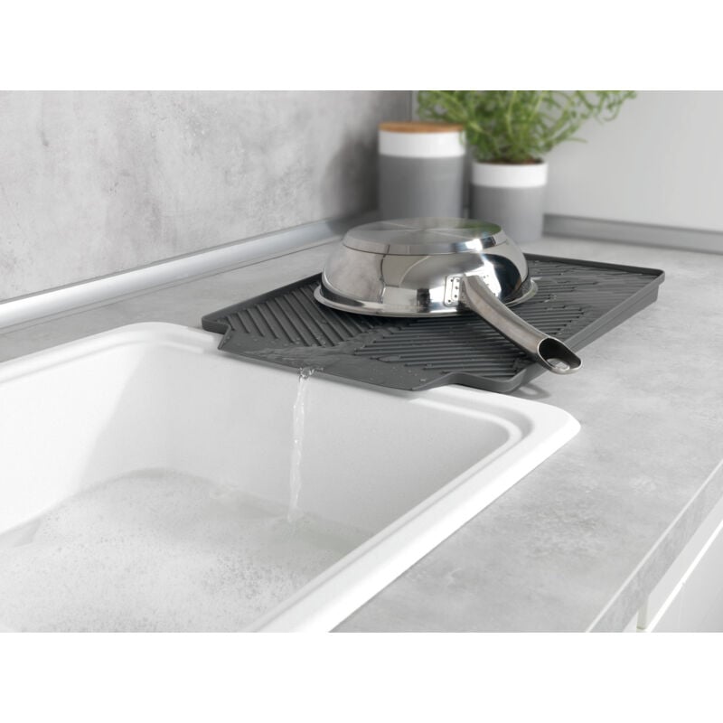 foto del prodotto tappetino scolastoviglie linea grigio tappetino scolastoviglie, tappetino da lavello per stoviglie, tpr, 40 x 3 x 30 cm, grigio wenko