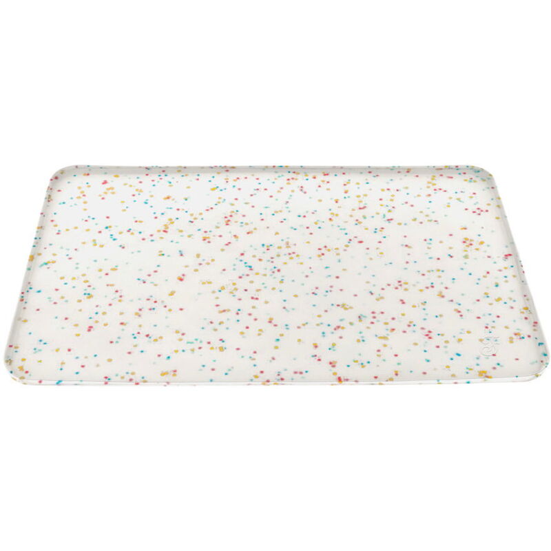 foto del prodotto tappetino sottociotola in silicone trasparente modello confetti per cani e gatti