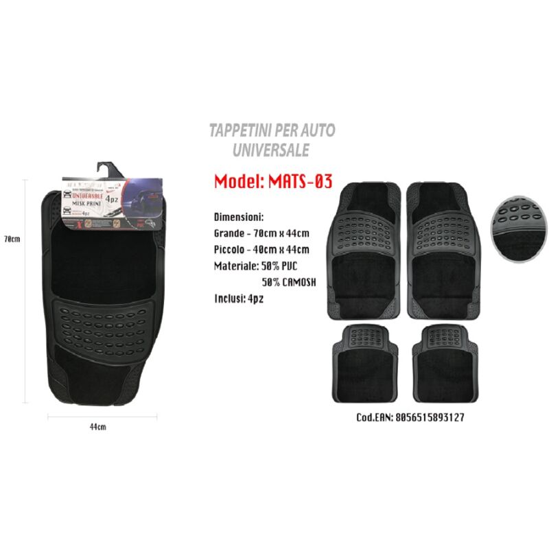 foto del prodotto tappetino universale da auto pvc camoscio anteriore posteriore 4pz mats 03 maxtech