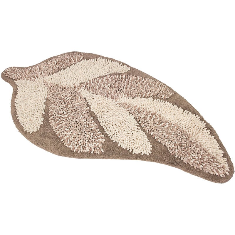 foto del prodotto tappeto a foglia casa bagno cotone spugna morbida antiscivolo leaf tortora