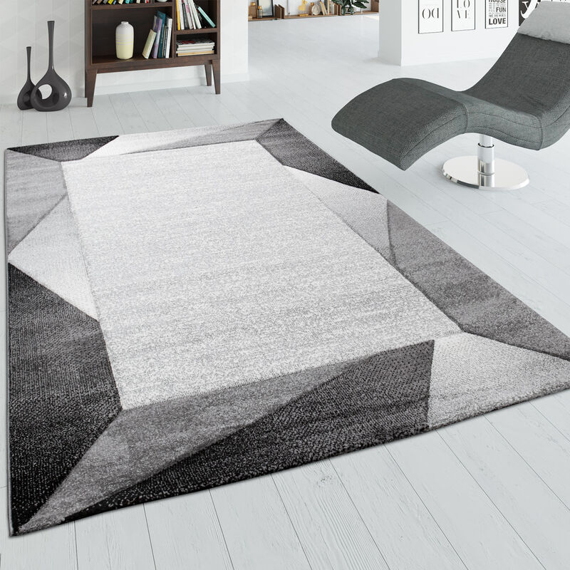 foto del prodotto tappeto a pelo corto per soggiorno con bordatura ed effetto 3d, in grigio e beige 120x170 cm paco home