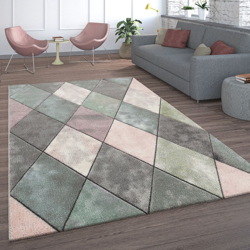 foto del prodotto tappeto a pelo corto per soggiorno in colori pastello, rosa e giallo in diversi colori e misure 200x290 cm, multicolore paco home