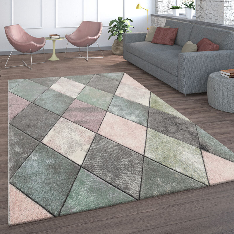 foto del prodotto tappeto a pelo corto per soggiorno in colori pastello, rosa e giallo in diversi colori e misure 60x110 cm, multicolore paco home