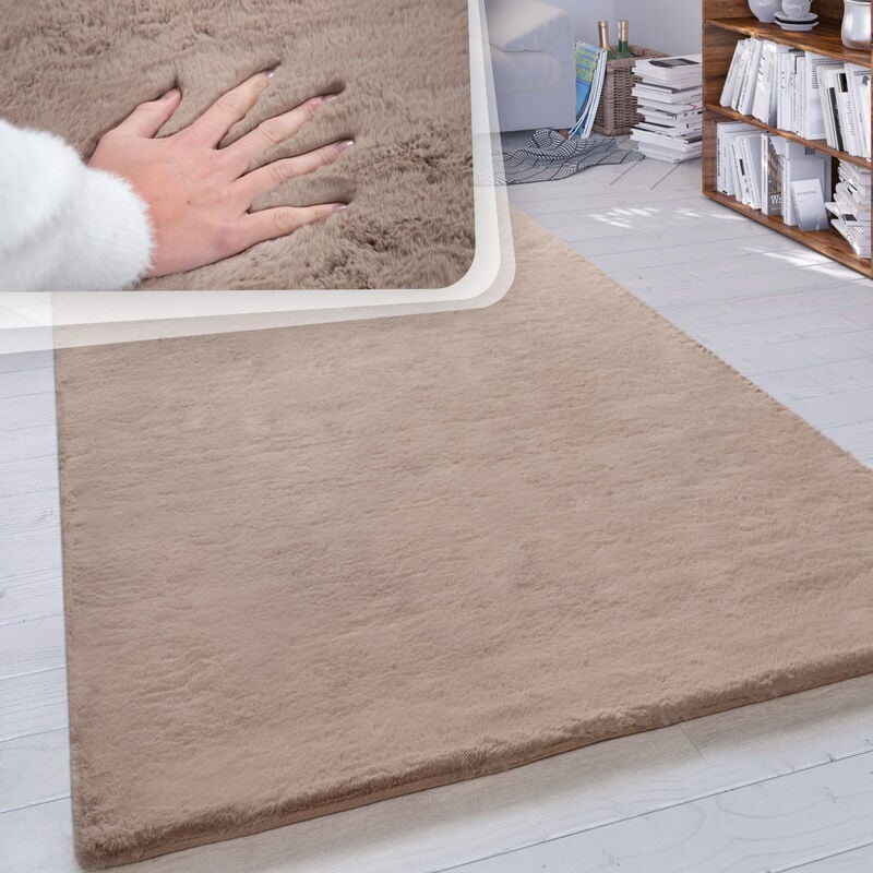 foto del prodotto tappeto a pelo lungo per soggiorno in ecopelliccia ultrasoffice tinta unita in diversi colori e misure 80 cm tondo, beige paco home