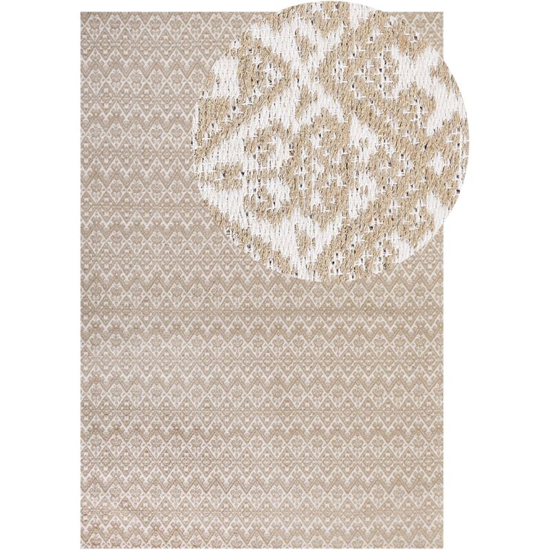 foto del prodotto tappeto a trama piatta in iuta 200 x 300 cm beige con motivo geometrico atima