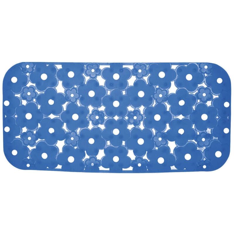 foto del prodotto tappeto antiscivolo margherita vasca 35x72 cm azzurro trasparente
