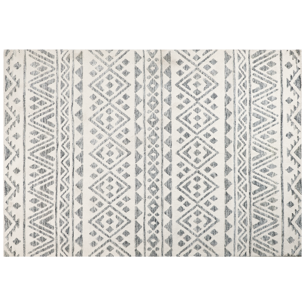 foto del prodotto tappeto area beige grigio poliestere 160 x 230 cm motivo geometrico tinta unita tappeto soggiorno moderno minimalista