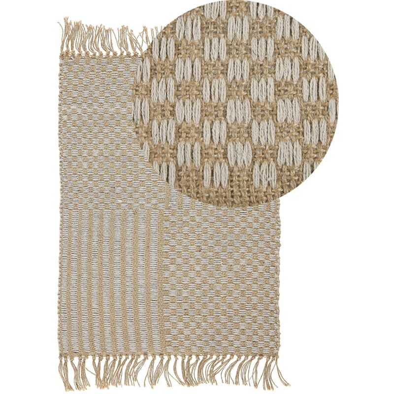 foto del prodotto tappeto artigianale in iuta e cotone beige 50 x 80 cm rustico adabag