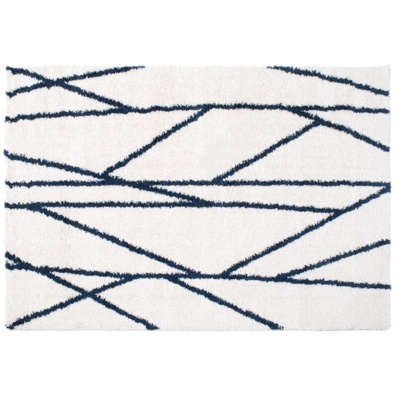 foto del prodotto tappeto asimmetrico 160 x 230 cm bianco e blu notte berbero shaggy bardio