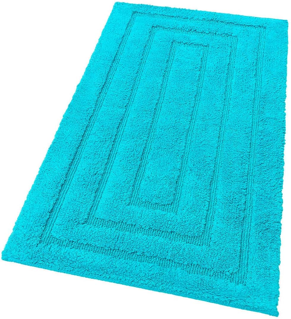 foto del prodotto tappeto bagno 50x80 cm puro cotone elegante lussuoso morbido scendiletto antiscivolo turchese