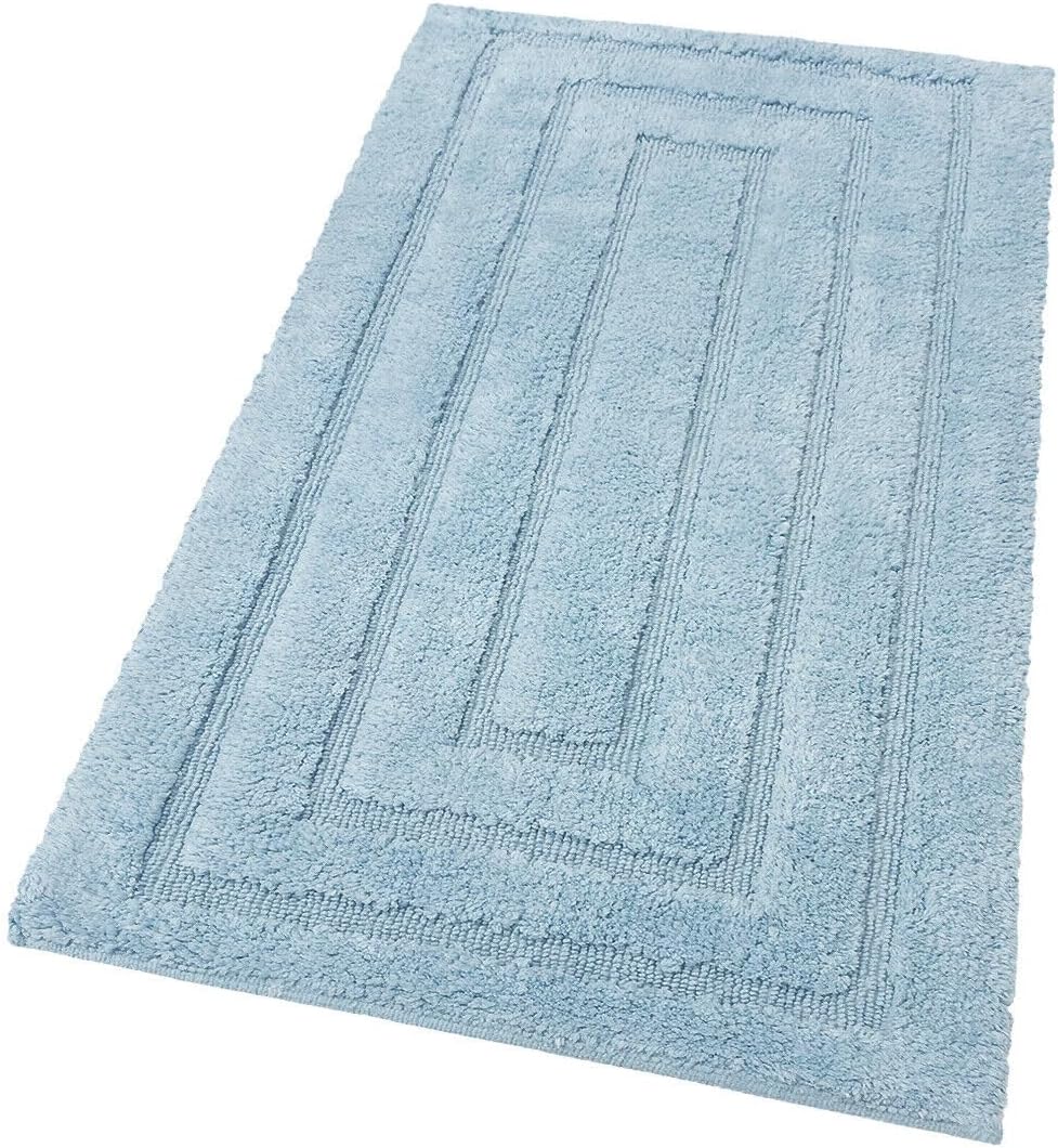 foto del prodotto tappeto bagno 60x175 cm puro cotone elegante lussuoso morbido scendiletto antiscivolo azzurro