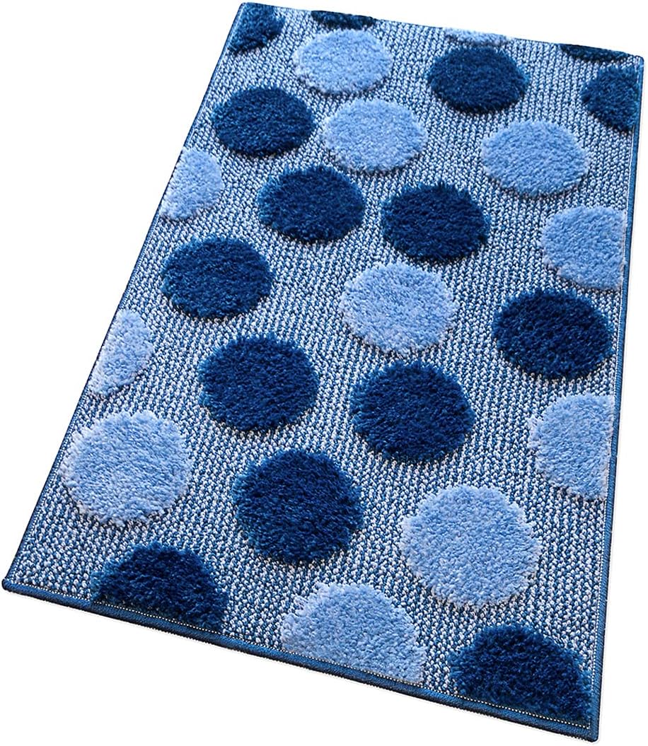 foto del prodotto tappeto bagno 65x130 cm antiscivolo shaggy moderno assorbente blu