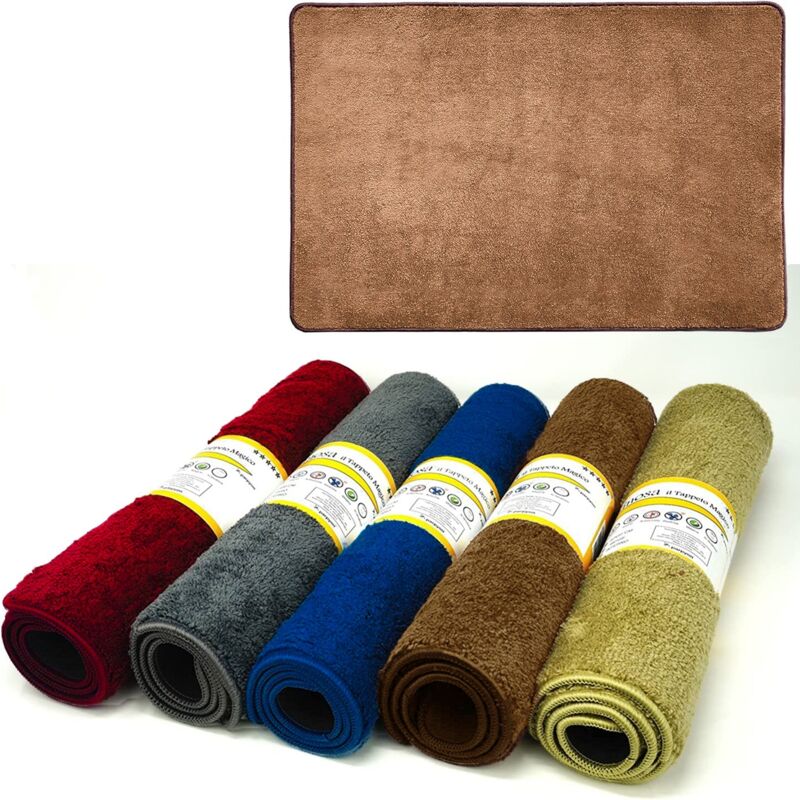 foto del prodotto tappeto bagno antiscivolo linosa asciugapasso ingresso tappeto magico in microfibra marrone 40x60