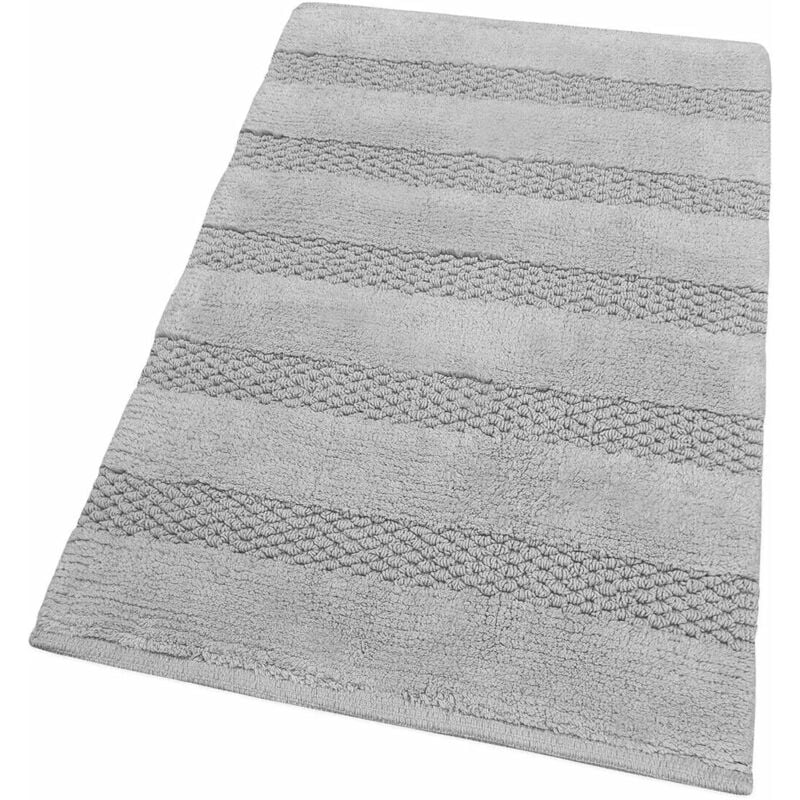 foto del prodotto tappeto bagno camera morbido puro cotone scendiletto doccia assorbente antiscivolo grigio 50x80 cm