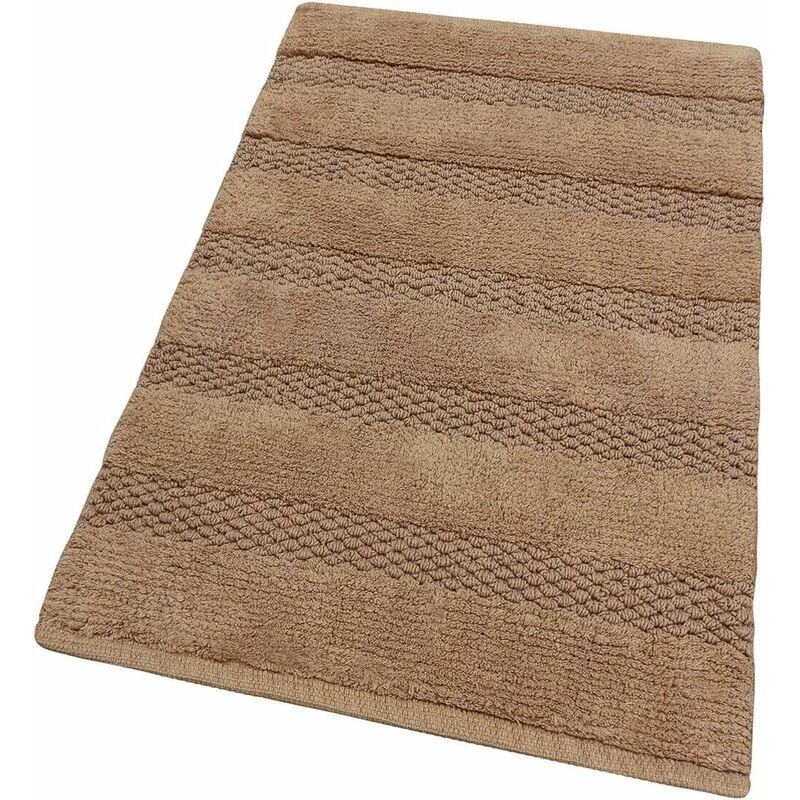 foto del prodotto tappeto bagno camera morbido puro cotone scendiletto doccia assorbente antiscivolo marrone 60x120 cm