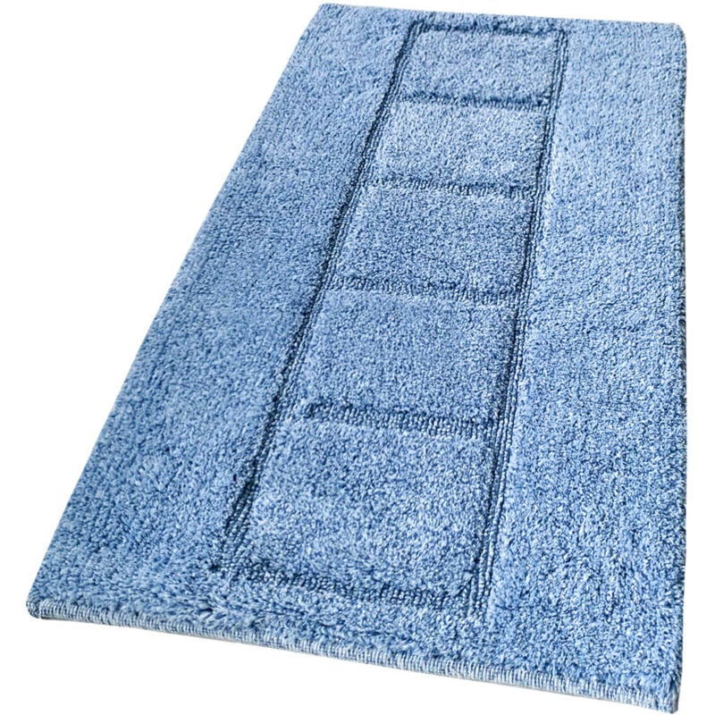 foto del prodotto tappeto bagno cotone shaggy 55x90 cm scendiletto camera morbido assorbente antiscivolo azzurro
