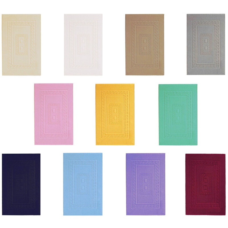 foto del prodotto tappeto bagno doccia spugna tinta unita torino tappetino super assorbente in cotone pelo corto con greca, misura60x90coloreblu notte