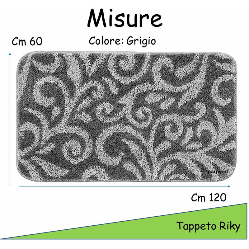 foto del prodotto tappeto bagno lavabile antiscivolo riky cm 60x120 grigio