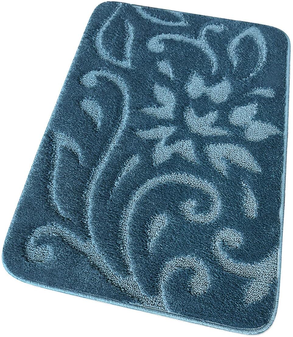 foto del prodotto tappeto bagno morbido scendiletto moderno elegante antiscivolo assorbente blu 65x130 cm