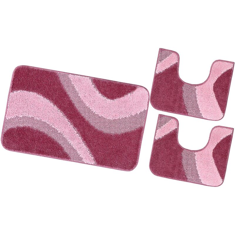 foto del prodotto tappeto bagno parure set 3 pezzi 100 made in italy antiscivolo shaggy 3d moderno assorbente porpora
