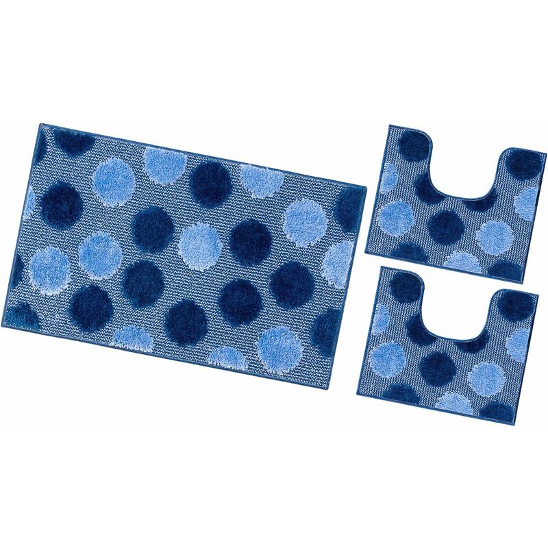 foto del prodotto tappeto bagno parure set 3 pezzi soffice 100 made in italy antiscivolo shaggy 3d moderno assorbente blu
