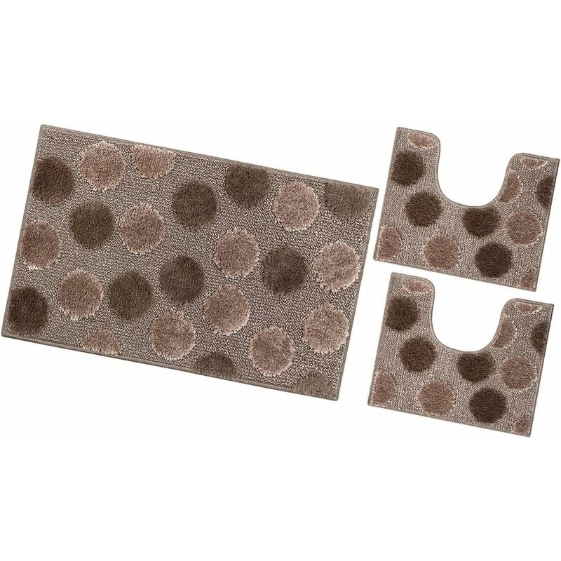 foto del prodotto tappeto bagno parure set 3 pezzi soffice 100 made in italy antiscivolo shaggy 3d moderno assorbente marrone