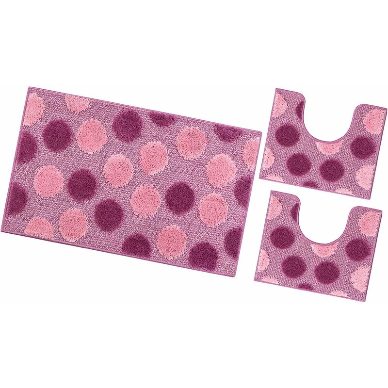 foto del prodotto tappeto bagno parure set 3 pezzi soffice 100 made in italy antiscivolo shaggy 3d moderno assorbente porpora