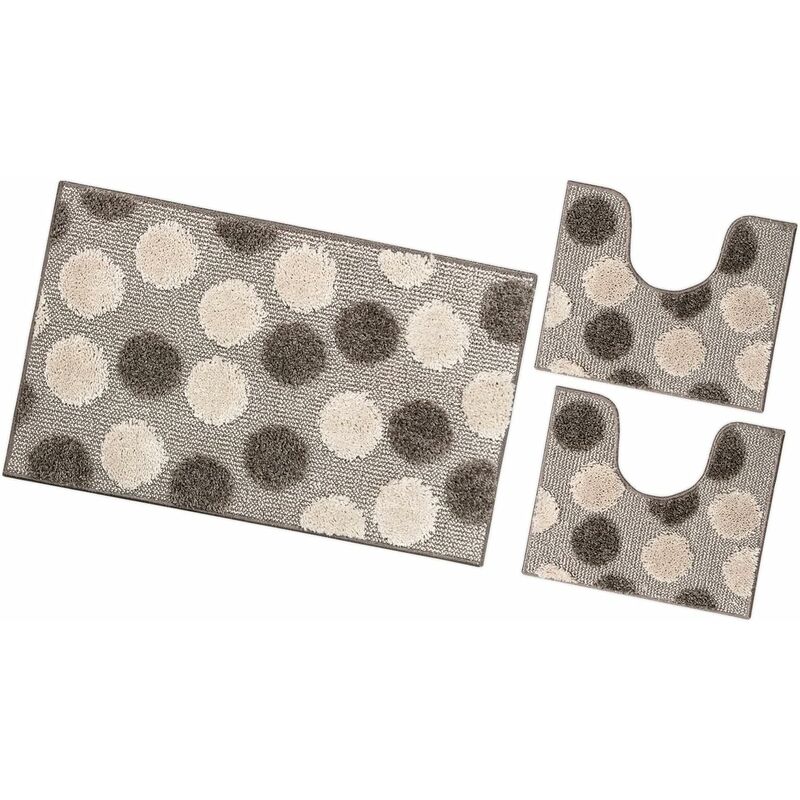 foto del prodotto tappeto bagno parure set 3 pezzi soffice 100 made in italy antiscivolo shaggy 3d moderno assorbente tortora