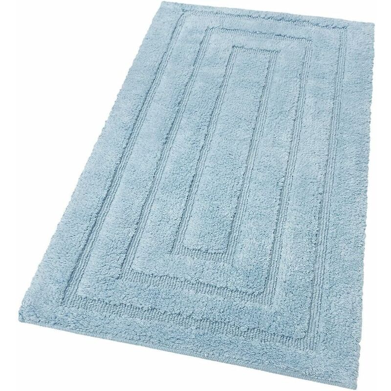 foto del prodotto tappeto bagno puro cotone elegante lussuoso morbido scendiletto antiscivolo 100 made in italy azzurro 60x175 cm