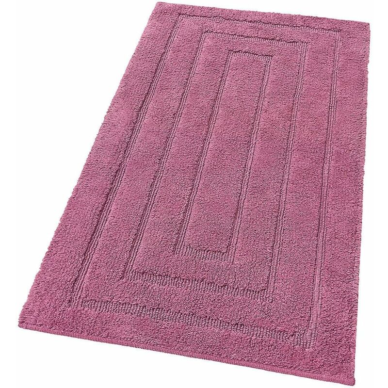 foto del prodotto tappeto bagno puro cotone elegante lussuoso morbido scendiletto antiscivolo 100 made in italy porpora 50x110 cm