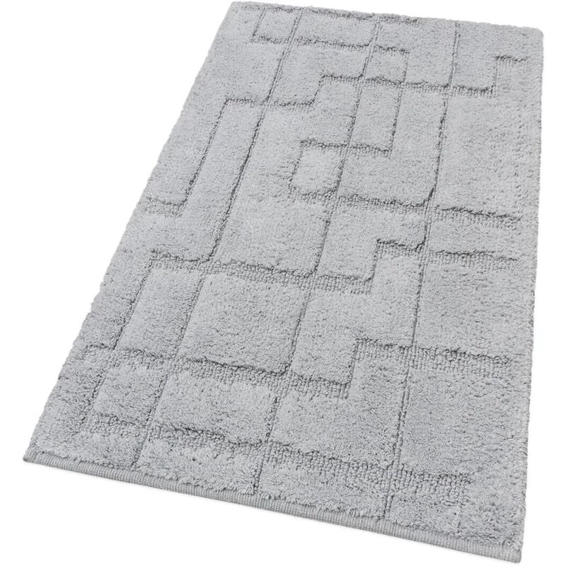 foto del prodotto tappeto bagno puro cotone morbido 3d camera sendiletto elegante lavabile 100 made in italy grigio 55x120 cm