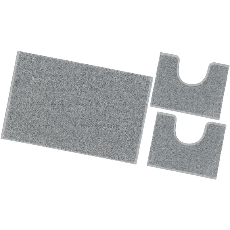 foto del prodotto tappeto bagno set 3 pezzi puro cotone morbido lavabile 100 made in italy grigio