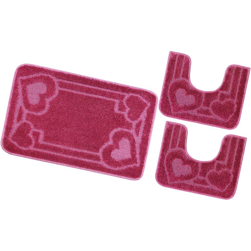 foto del prodotto tappeto bagno set 3 pezzi tinta unita antiscivolo assorbente camera letto 100 made in italy porpora