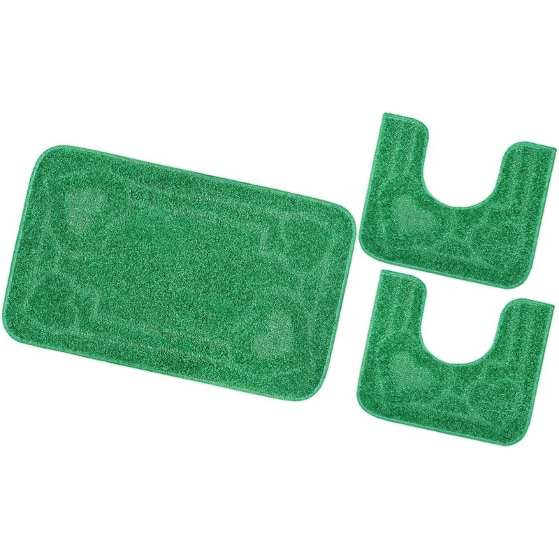 foto del prodotto tappeto bagno set 3 pezzi tinta unita antiscivolo assorbente camera letto 100 made in italy verde