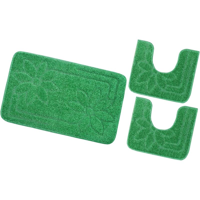 foto del prodotto tappeto bagno set 3 pezzi tinta unita antiscivolo assorbente scendietto 100 made in italy verde