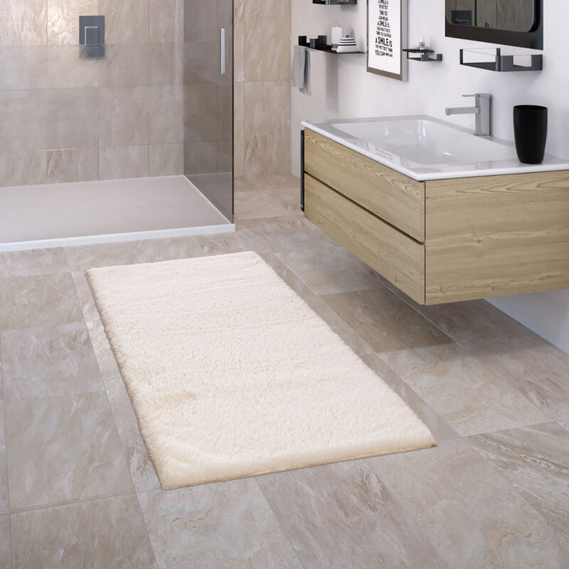 foto del prodotto tappeto bagno tappetino da bagno antiscivolo morbido lavabile monocolore 60x100 cm, crema paco home