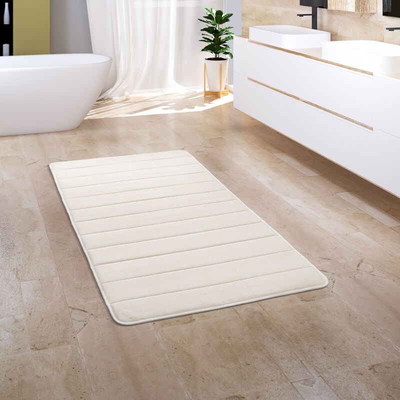 foto del prodotto tappeto bagno tappetino da bagno zerbino morbido memory foam 3d 50x80 cm, crema paco home