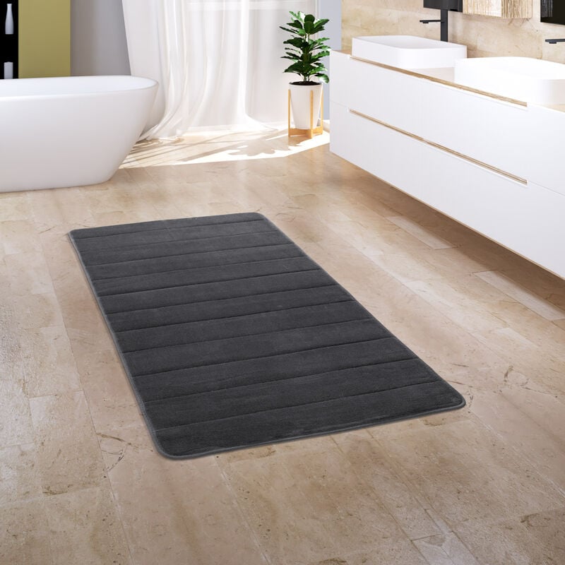 foto del prodotto tappeto bagno tappetino da bagno zerbino morbido memory foam 3d 60x100 cm, antracite paco home