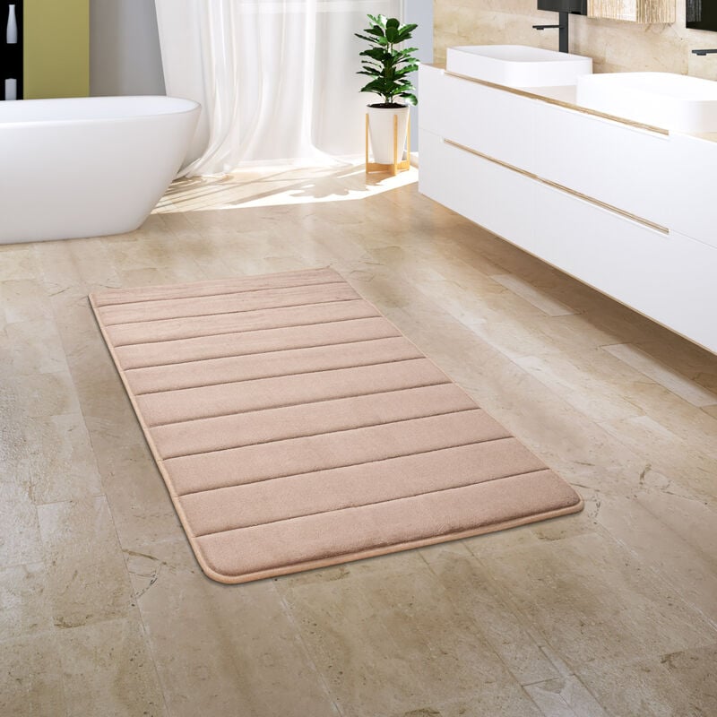 foto del prodotto tappeto bagno tappetino da bagno zerbino morbido memory foam 3d 60x100 cm, beige 3 paco home